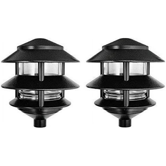 RAB Lighting LL322B Incandescent 3 Tier Lawn Light, A-19 Type, 75W Power, 1220 Lumens, 120VAC, Black (Pack of 2)