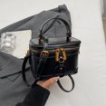 thumbnail image 4 of husxh Retro Leather Bucket Bag for Women Zipper Closure Shoulder Purses (Black), 4 of 9