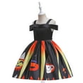 thumbnail image 3 of Girls Halloween Dress W/Bag Witch Hat 3PCS Kids Costume Dress Pumpkin Ghost Cosplay Party Outfits, 3 of 7
