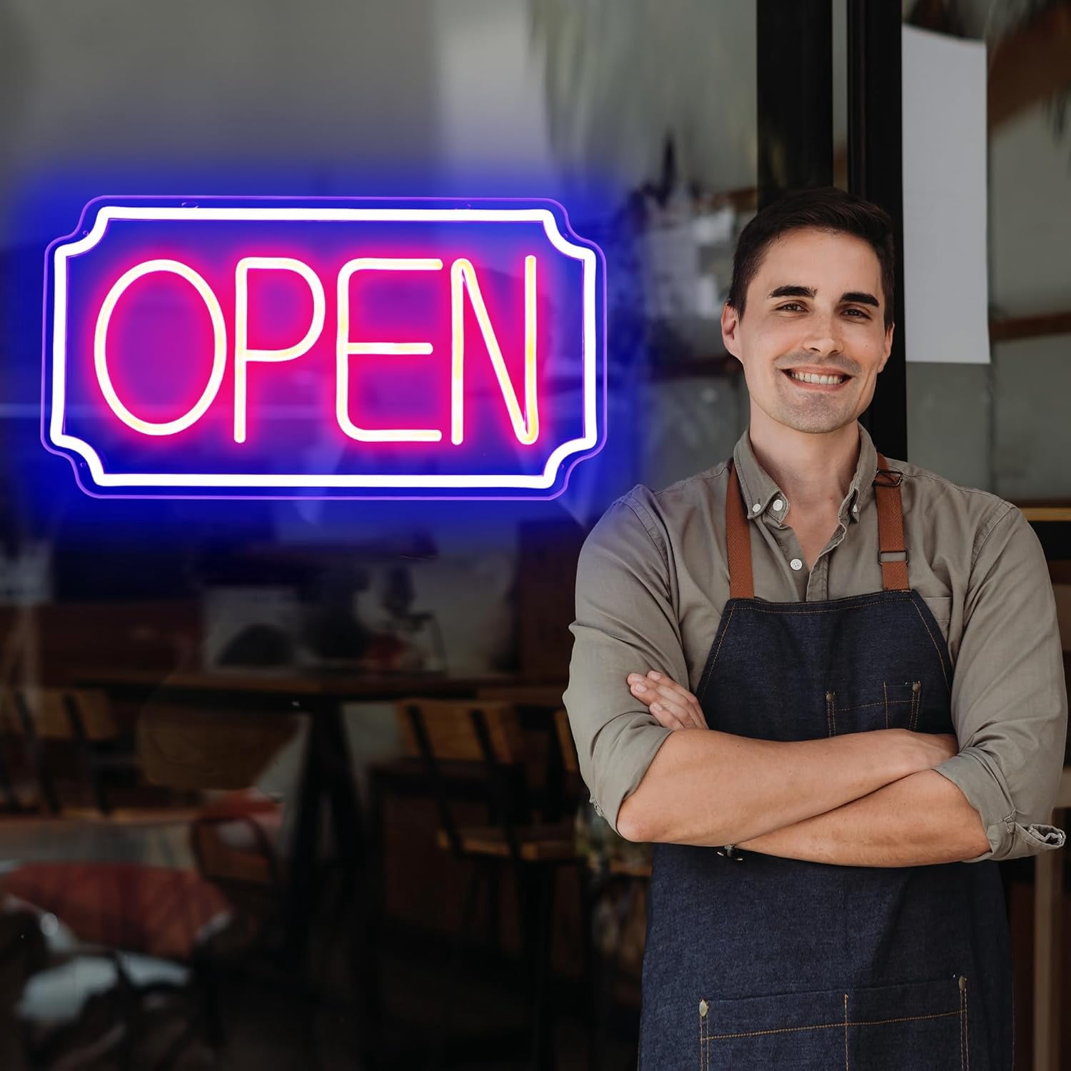 Open Signs for Business, Light Up LED Neon Open Sign for Business Window Storefront, Lighted Open Lights for Retail Bar Cafe Bakeries Barber, Eletric Powered 16 inch