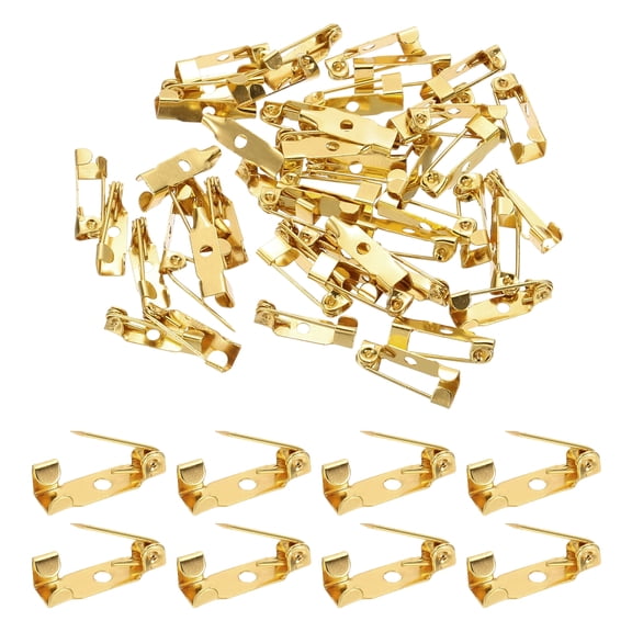 Uxcell 50 Pcs Brooch Pin Back, 15mm (0.59") Bar Pins Backs Safety Clasp, Gold