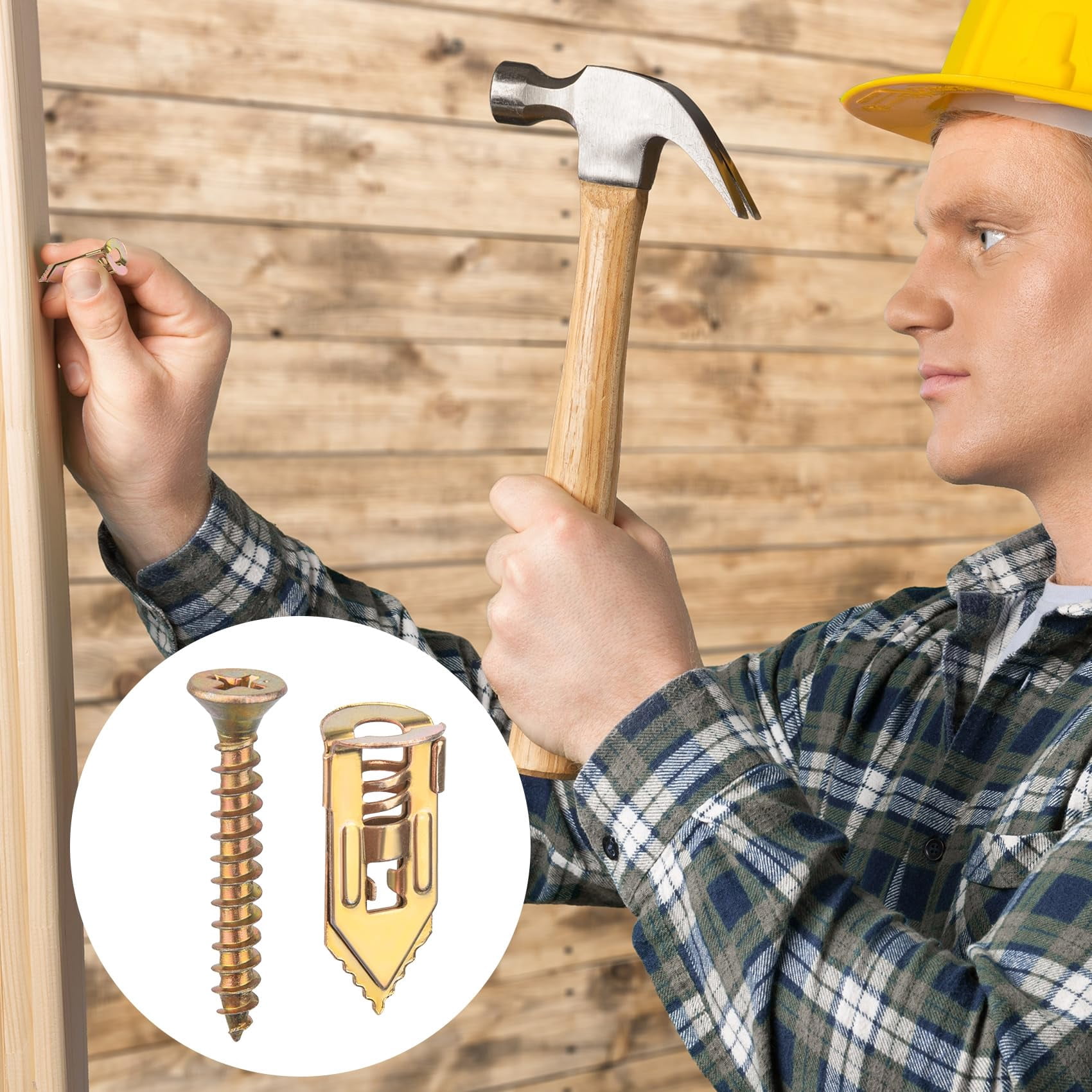 36PCS Self-Drilling Drywall Anchors, Zinc Plated Steel Screws and Anchors Kit Heavy Duty, No Drill or Holes in Wall, for Garden Statues, Patio Furniture, TV, Shelf Straps, Cabinets - 3 Sizes