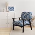thumbnail image 2 of Designart "Eccentric Blue Watercolor Florals II" Blue Floral Upholstered Accent Chair - Cottage Arm Chair For Bedroom, 2 of 5