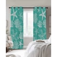 thumbnail image 2 of Teal Coastal Black Out Curtains 84 Inch Long for Living Room, Nautical Beach Starfish Coral Summer Blackout Curtain Shade Thermal Insulated Window Curtains Grommet Drapes 42"x84" 2 Panels, 2 of 8