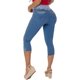 thumbnail image 2 of Pantalones vaqueros capris para mujer, cintura media, detalle de bolsillo rasgado, dobladillo doblado con doble botón, pantalones de mezclilla, azul medio, grande, 2 of 5