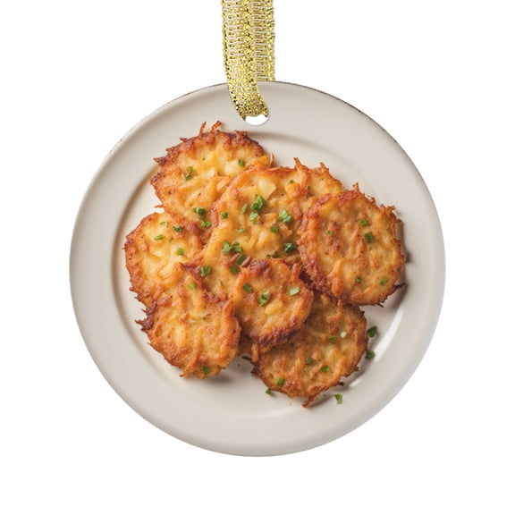 Hash Browns Gift Potato Patties Food Lovers Foodie Novelty Holiday Christmas Ornament Xmas Tree Gift (Flat Design Printed on Ceramic, NOT 3D)