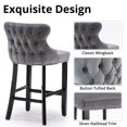 thumbnail image 5 of Velvet Counter Height Bar Stools Set of 2, Upholstered Barstools with Button Tufted Back and Nailhead Trim, Modern Wing-Back Counter Height Chair for for Kitchen, Home Bar, Dining Room, Gray, 5 of 8