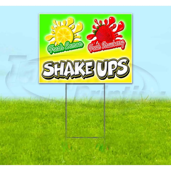 Lemon Strawberry Shake Ups (18" x 24") Yard Sign, Includes Metal Step Stake