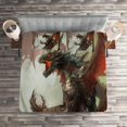 thumbnail image 2 of Ambesonne Myth Quilted Coverlet 3 Pcs, Creature Dragon, King Size, Grey Red, 2 of 2
