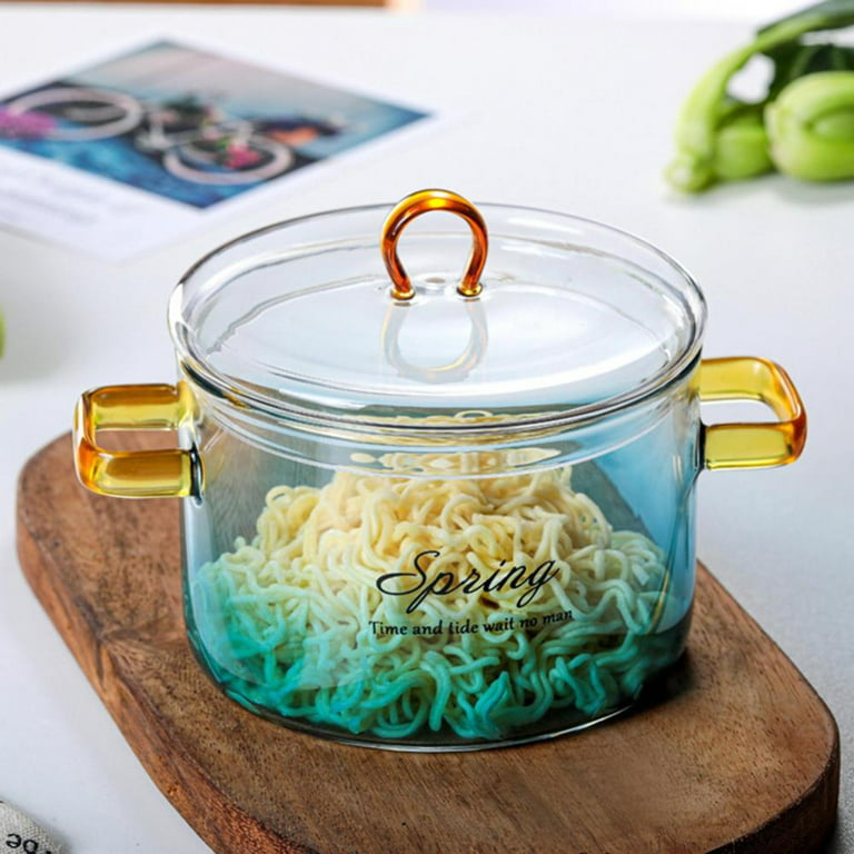 Transparent Glass Soup Pot With Lid Kitchen Cookware Set Nonstick