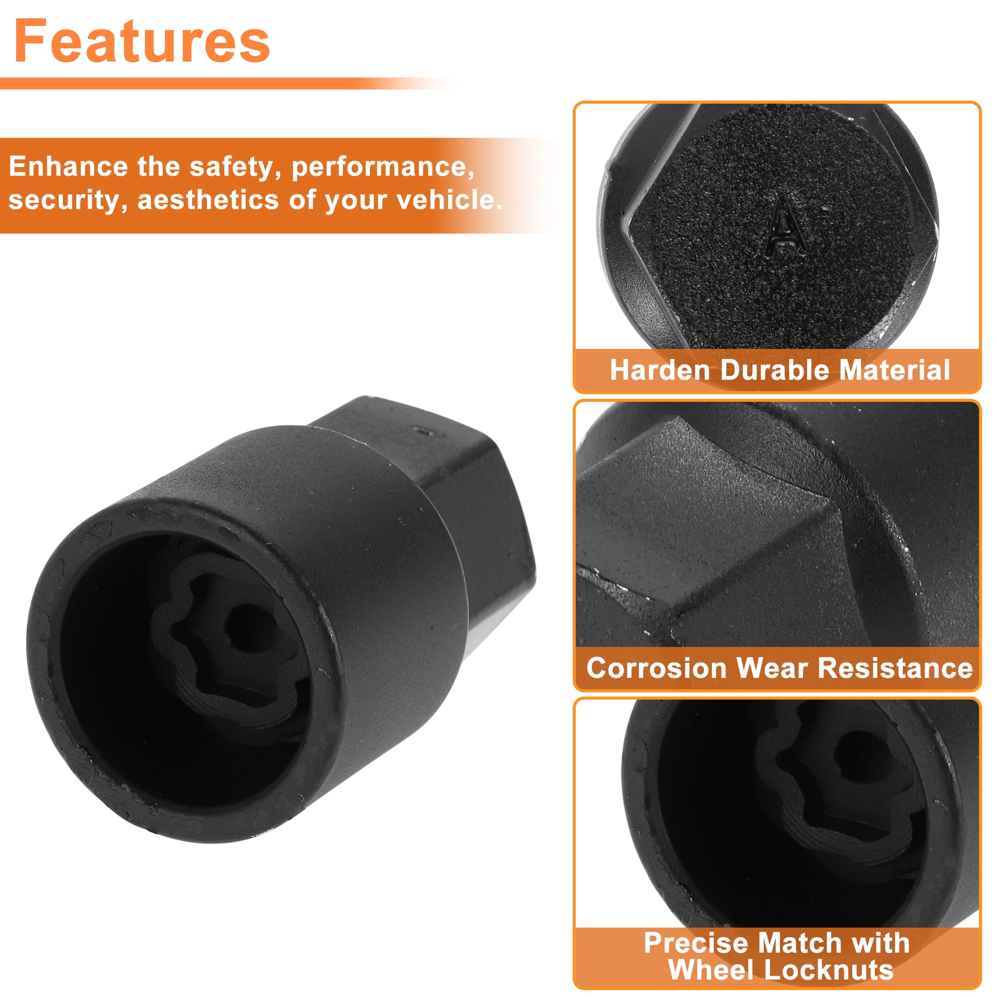 Unique Bargains Wheel Lock Lug Nut for Toyota Anti-Theft Key Socket Black A
