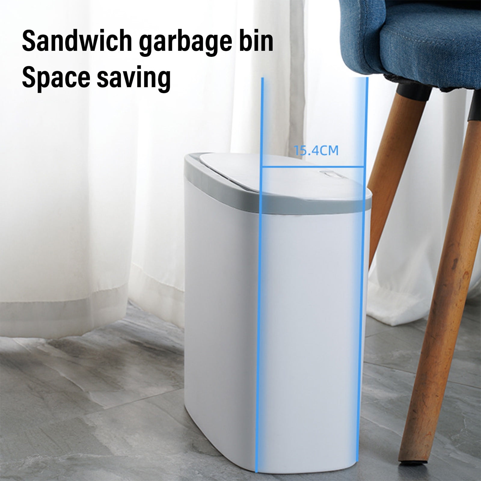 Hvmvliv Automatic Trash Can Touchless Trash Can 3.4 Gallon Smart Trash Can USB Rechargeable Sensor Trash Can With Lid For Kitchen/Living Room/Office/Bathroom/Bedroom Gray