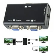 1Pc to 2 Monitor 2 Ports SVGA Video LCD Splitter Box VGA Adapter For LCD TV PC