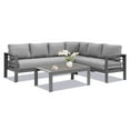 thumbnail image 2 of CozyHom 6-Seat Outdoor Patio Aluminum Sofa Furniture Sets Outdoor Metal Sectional Conversation Sofa Set with Table and Cushions, Gray, 2 of 7