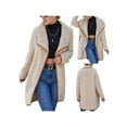thumbnail image 7 of KOMOO Women Long Woolen Coat Long Sleeve Lapel Cardigan Jacket Faux Fur Warm Outwear for Fall Winter, 7 of 7