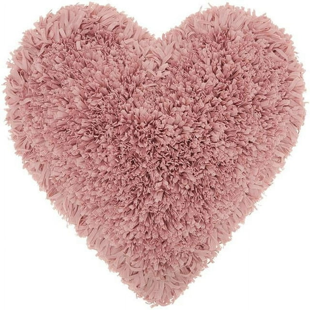 HomeRoots 386390 Coussin d'Accent en Forme de Cœur Rose Shag