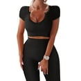thumbnail image 2 of Yoga Set Women Workout Sets 2 Piece Seamless Ribbed Tank High Waist Trousers Yoga Outfits, 2 of 5