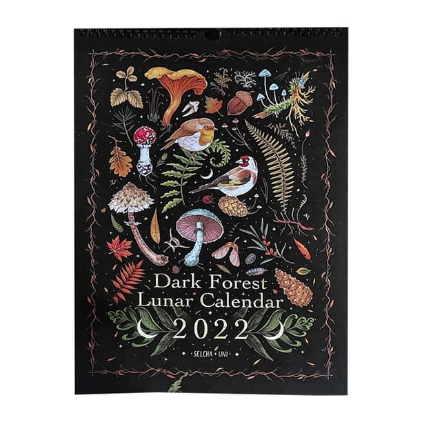 Calendario Lunar de Bosque Oscuro 2022, calendario de pared, diario, aprendizaje, trabajo, diario, planificación de tiempo, decoración de pared para regalos