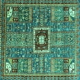 thumbnail image 1 of Ahgly Company Machine Washable Indoor Square Abstract Turquoise Blue Modern Area Rugs, 7' Square, 1 of 4