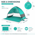 thumbnail image 6 of Automatic Pop Up Beach Tent , UPF 50+ Sun Shelter for 2-3 Person, Lightweight Portable Beach Shade for Camping, Fishing, Outdoor, Green, 6 of 8