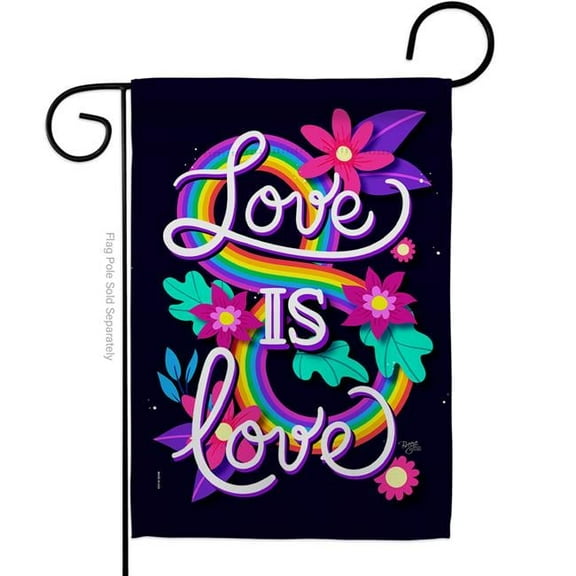 Breeze Decor G165219-BO Love is Support Pride 13 x 18.5 in. Double-Sided Decorative Vertical Garden Flags for House Decoration Banner Yard Gift