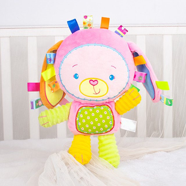 HUASHENG Kid Plush Toy Soft Plush Sensory Rattle Toy For Early Educational Soothe Newborns To Sleep