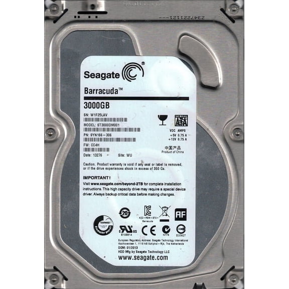 Seagate ST3000DM001 P/N: 9YN166-306 F/W: CC4H WU W1F 3TB
