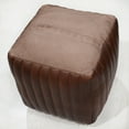 thumbnail image 4 of Square Shaped Goat Leather Handmade Eco-Friendly Brown Pouf - Square Shape Pouf, 14" x 14"x 14", Plain Solid Pouf, Goat Leather Pouf, Recycled Cotton Fill Stuffed Pouf, Leather Seating Pouf, 4 of 5