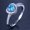Platinum Lake Blue, variant on Women's Heart Ring with Emerald Zircon Stone Electroplated Copper Korean Fashion Jewelry Gang Drill Ring for Her Heart Shape Ring Platinum White