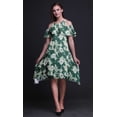 thumbnail image 4 of Bimba Robe à Volants Imprimée Teinture sur Nœuds Verte pour Femmes Épaules Dénudées - TTG, 4 of 6