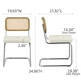 thumbnail image 3 of Art Leon Kitchen Dining Chairs Set of 2, Faux Leather Upholstered, Rattan Oak Wood Back, Chrome Legs, Off-White, 3 of 8
