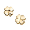 thumbnail image 3 of JewelStop 14K Yellow Gold Polished Finish .01ct Diamond Clover Stud Earrings with Push Back Clasp, 3 of 5