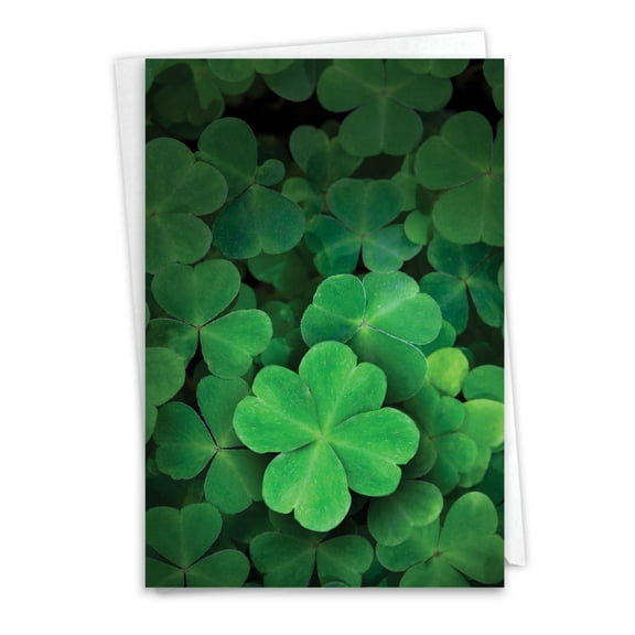 NobleWorks St. Patrick's Day Paper Card with 5 x 7 Inch Envelope (1 Card) Lucky Clovers C9079DSPG