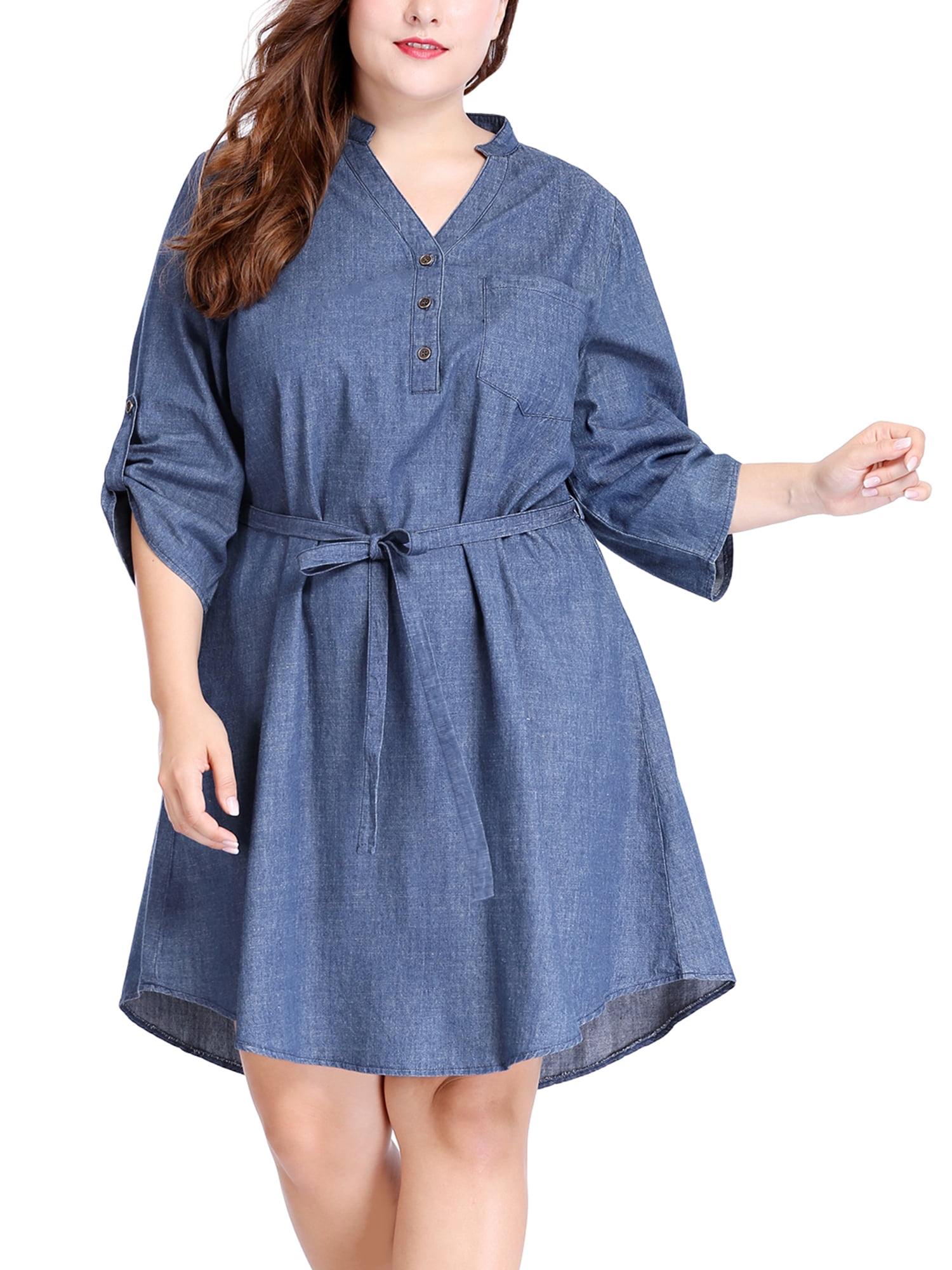plus size denim dress walmart