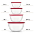 thumbnail image 4 of JoyJolt Kitchen Mixing Bowls - 8pc Glass Bowls with Lids Set – Neat Nesting Bowls in 4 Sizes - Red, 4 of 7