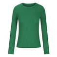 thumbnail image 4 of MIANHT Long Sleeve Basic Shirts for Women Solid Round Neck Slim Fitted Stretch Ribbed Long Sleeve Casual Tops Women Basic Tops, 4 of 5