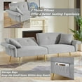 thumbnail image 2 of Aukfa 79" Futon Convertible Sofa Bed, Adjustable Arm, 2 Pillows&Side Pocket, Teddy Fleece, Gray, 2 of 10