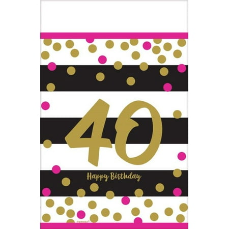 - Over the Hill 'Hot Pink and Gold' 40th Birthday Plastic Table Cover (1ct)
