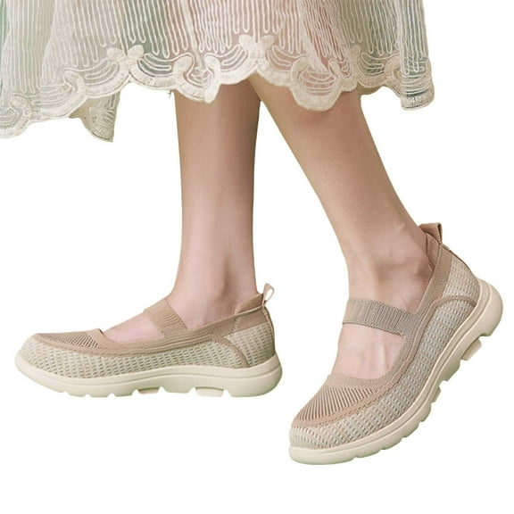 Womens Orthopedic Platform Walking Shoes Comfortable Knit Color Block Memory Foam Slip on Nursing Work Loafers Sneakers