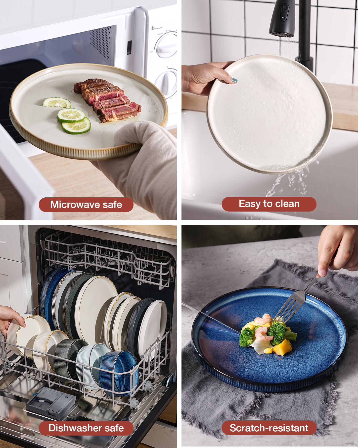 Famiware Stoneware 12-Piece Dinnerware Set, Cappuccino White photo 5