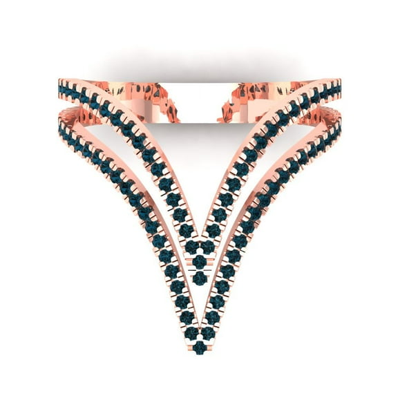 0.525 ct Round Cut Natural London Blue Topaz Statement 18K Rose Gold Womens Engagement Ring