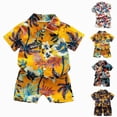 thumbnail image 4 of Little Boy Clothes Set Toddler Baby Boy Summer Clothes Hawaiian Outfit Short Sleeve T-shirt Top & Shorts Set 12 Months-6 Years old Toddler Boy Summer Clothes, 4 of 4