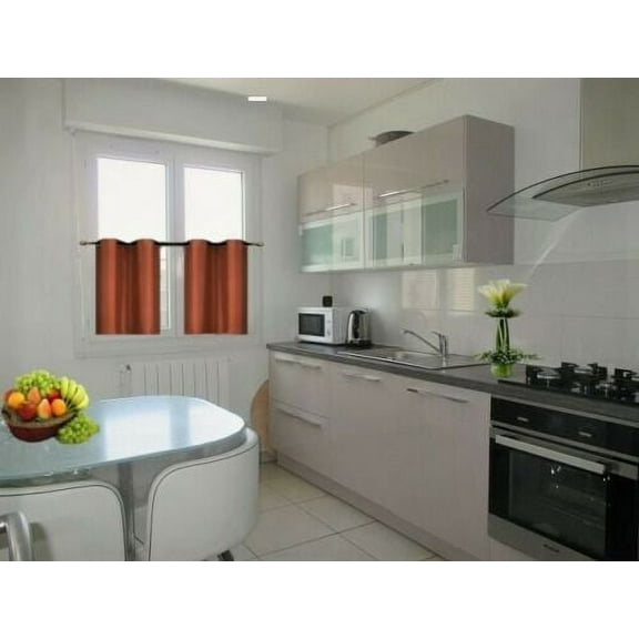 2 piece short blackout Insulated Curtain 30" Wide X 36" Long Half Window Panels Tiers Grommet top Orange color D24