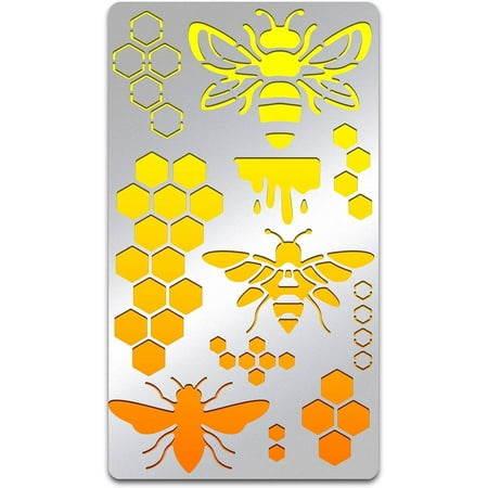 Bee Stencils 7x4 Inch Honeycomb Stainless Steel Drawing Stencil Spring Summer Honey Template for Wood Carving Journal Making Scrapbooking