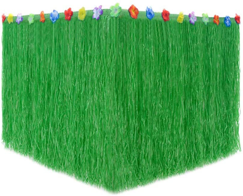 Green Hawaiian Luau Grass Table Skirt Drop artificial grass table skirt Moana Theme Tropical Birthday Party Decorations Ideas Supplies Luau Party Decorations 