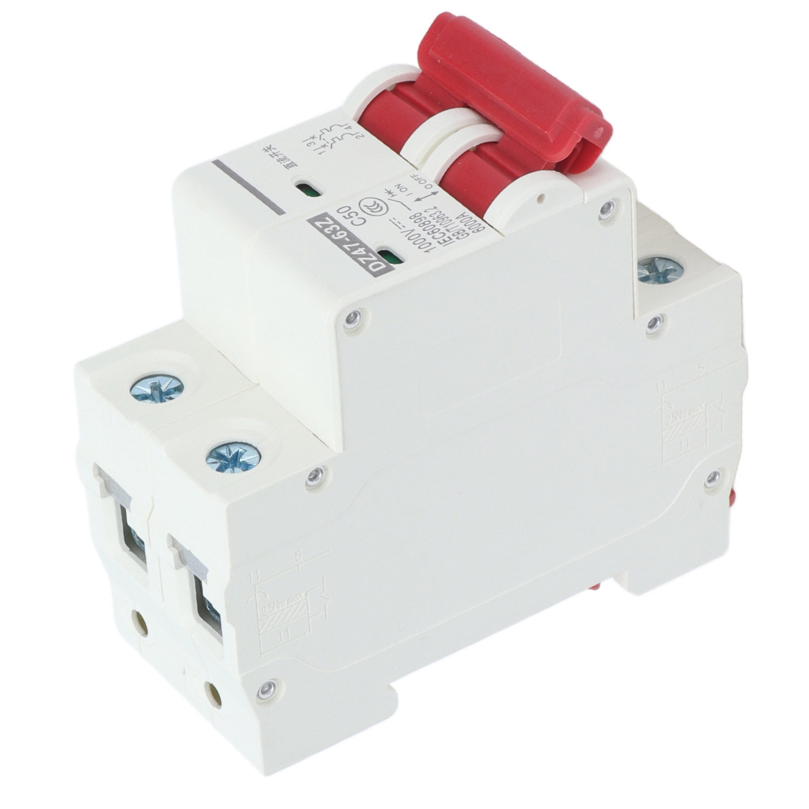 DZ4763Z 1000V 6/10/16/20/25/32/40/50/63A DC Miniature Circuit Breaker 2P Solar PV System Isolator DIN Rail Mount