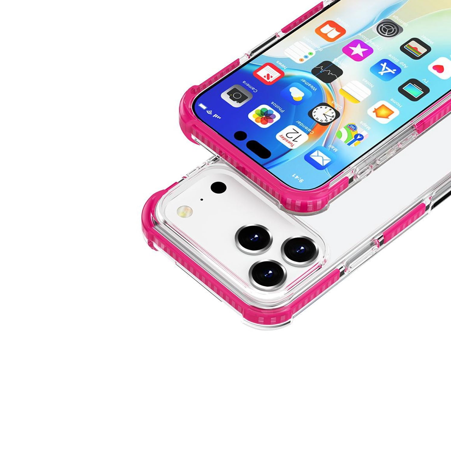 Shockproof TPU Mesh Sport Case for iPhone 17 Pro Max with Wireless Charging - Pink