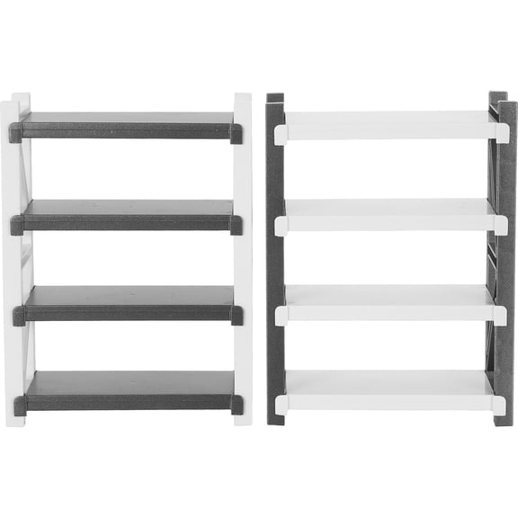 BESTYASH 2Pcs Plastic Dollhouse Warehouse Shelves Assorted Colors Compact Storage Furniture for Display