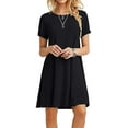 thumbnail image 1 of Robe Décontractée pour Femme à Manches Courtes en Tricot, Robe T-Shirt Évasée, 1 of 2