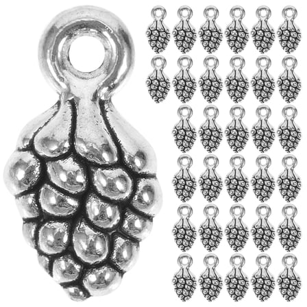 LEORX 100Pcs DIY Earring Pendants Silver Alloy Pine Cone Decorative Charms for Jewelry Making